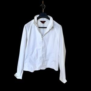 Arnie Arnold Palmer Mens White Harrington Jacket Full Zip Windbreaker Size M